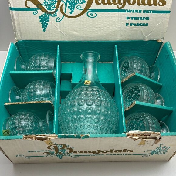 Vintage Oberglas Beaujolais Wine decanter and 6 glasses with original box - Picture 1 of 10